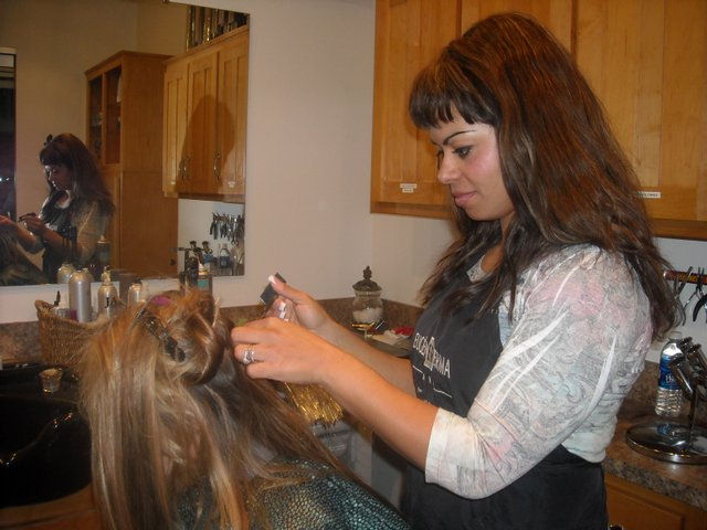 stylist doing hair