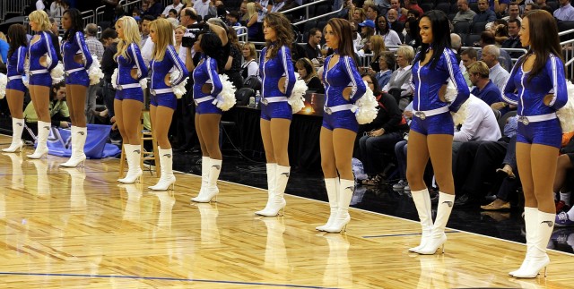 The Magic Dancers wait for opening player introductions