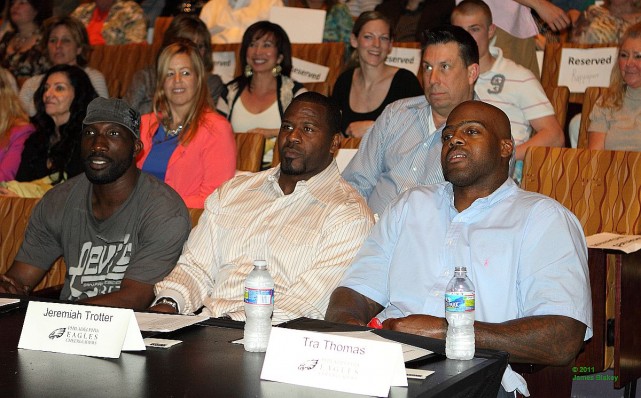 Three of the judges: former Eagles Ike Reese, Jeremiah Trotter and Tra Thomas