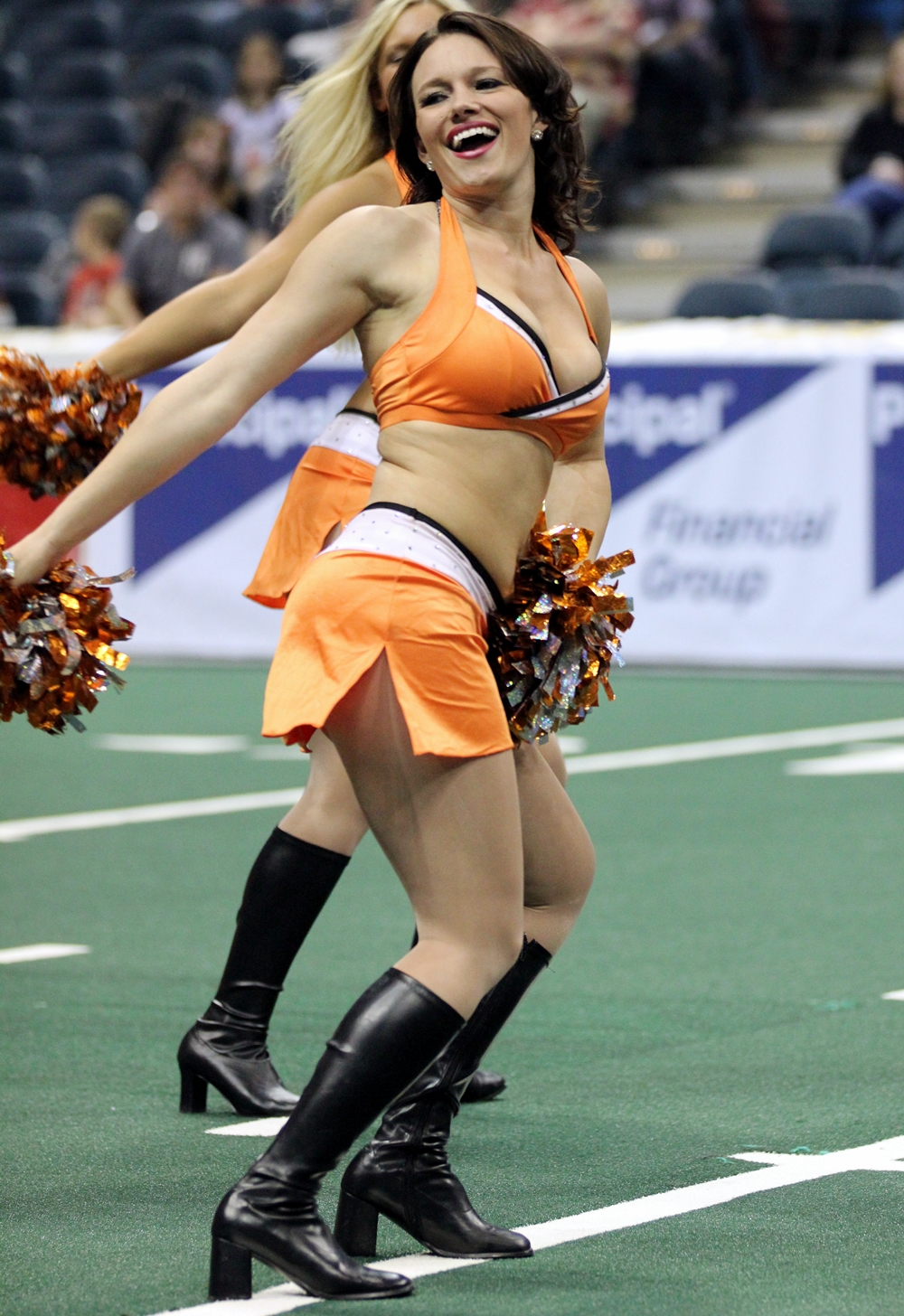 St. Louis Rams cheerleaders entertain the crowds in camouflage