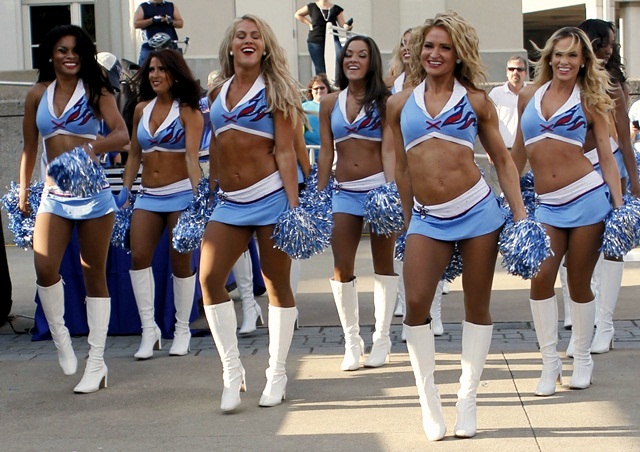 Tennessee Titans Cheerleaders & T-Rac - On the day in 1999 – The first ever Tennessee  Titans cheerleading squad was announced. 