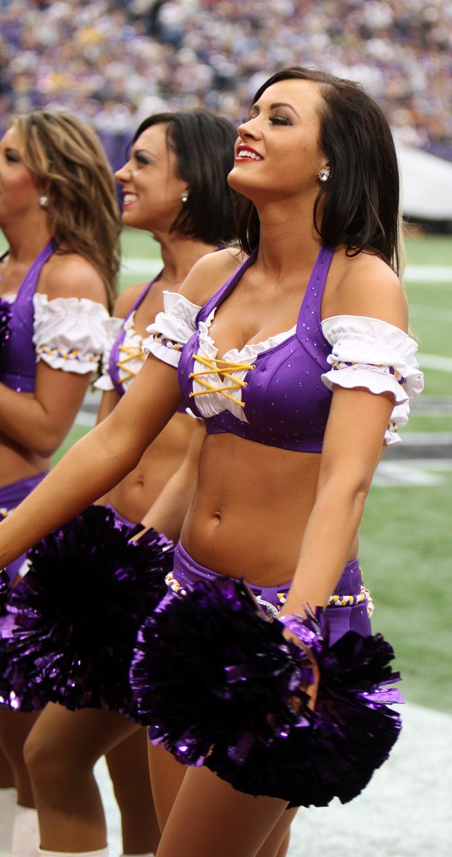 Up Up and Away: Vikings Cheerleader Samantha rises up to be cover