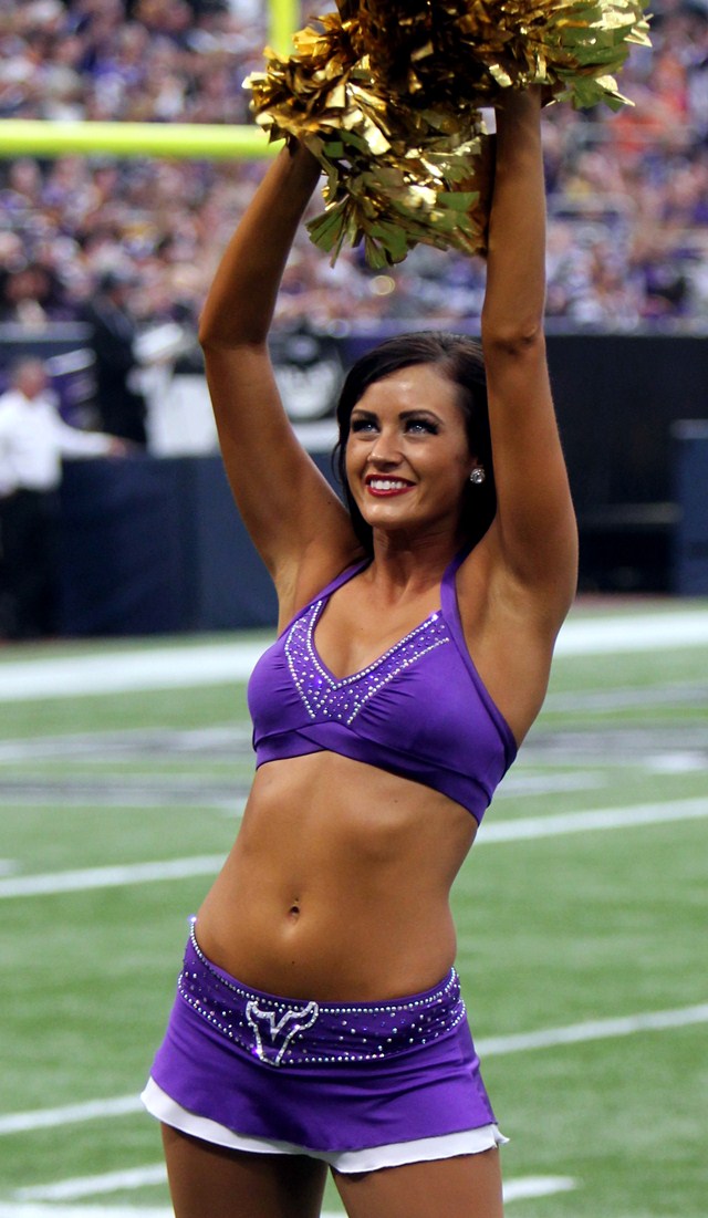 Up Up and Away: Vikings Cheerleader Samantha rises up to be cover girl of  the “Gold” Swimsuit Calendar – Ultimate Cheerleaders