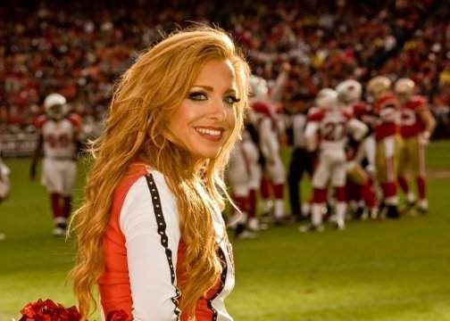 Members of the San Francisco 49ers cheerleading squad, the Gold Rush,  performing.