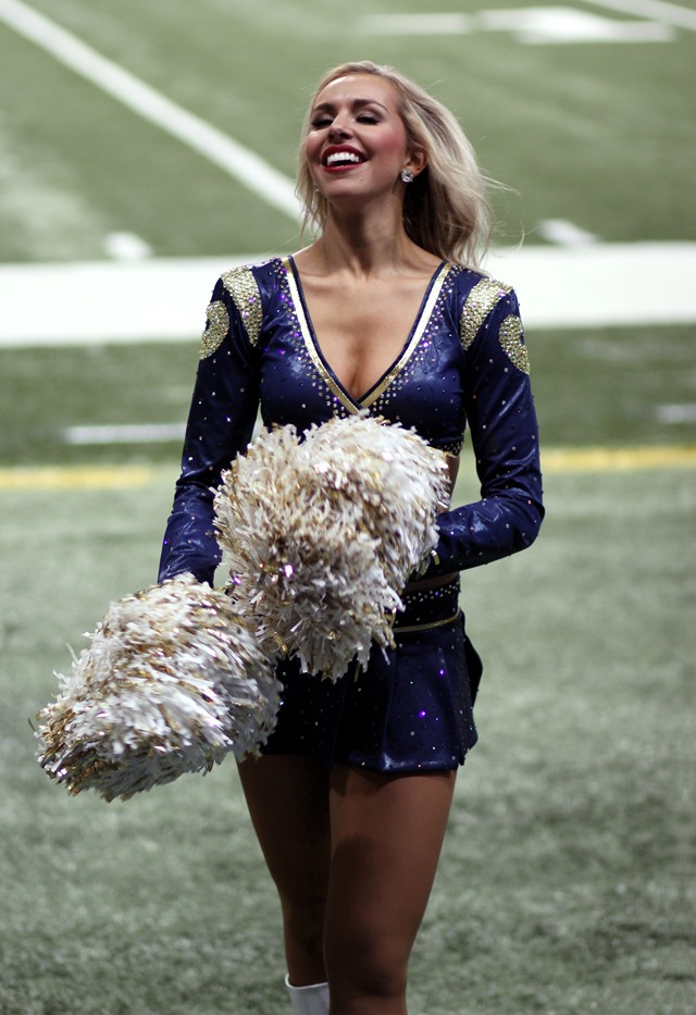 St. Louis Rams Cheerleader line captain Sara during the last home game of the season