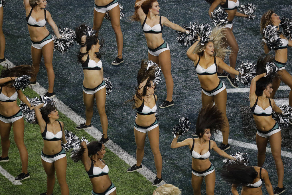 Super Bowl Images - Eagles and Patriots Cheerleaders in Action.