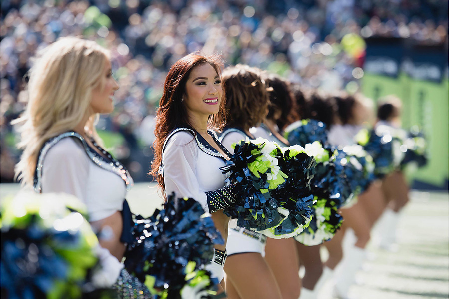 Seattle Seahawks dance Squad, The Sea Gals perform during the third quarter  in their game against the Arizona Cardinals at CenturyLink Field on  December 30, 2018 in Seattle, Washington. Seattle Seahawks beat