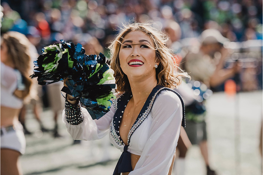 The Sea Gals cheerleades wear combat boots in honor of veterns before the  Seattle Seahawks against the New York Giants NFL football game, Sunday,  Nov. 7, 2010, in Seattle. (AP Photo/Ted S.