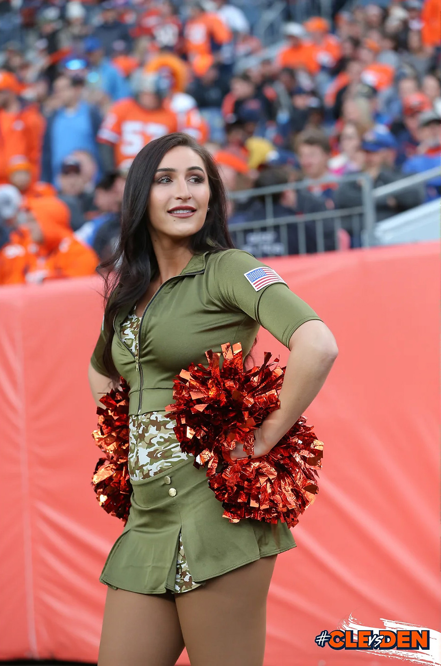 Denver Broncos Cheerleaders don Salute to Service uniforms for #NEvsDEN