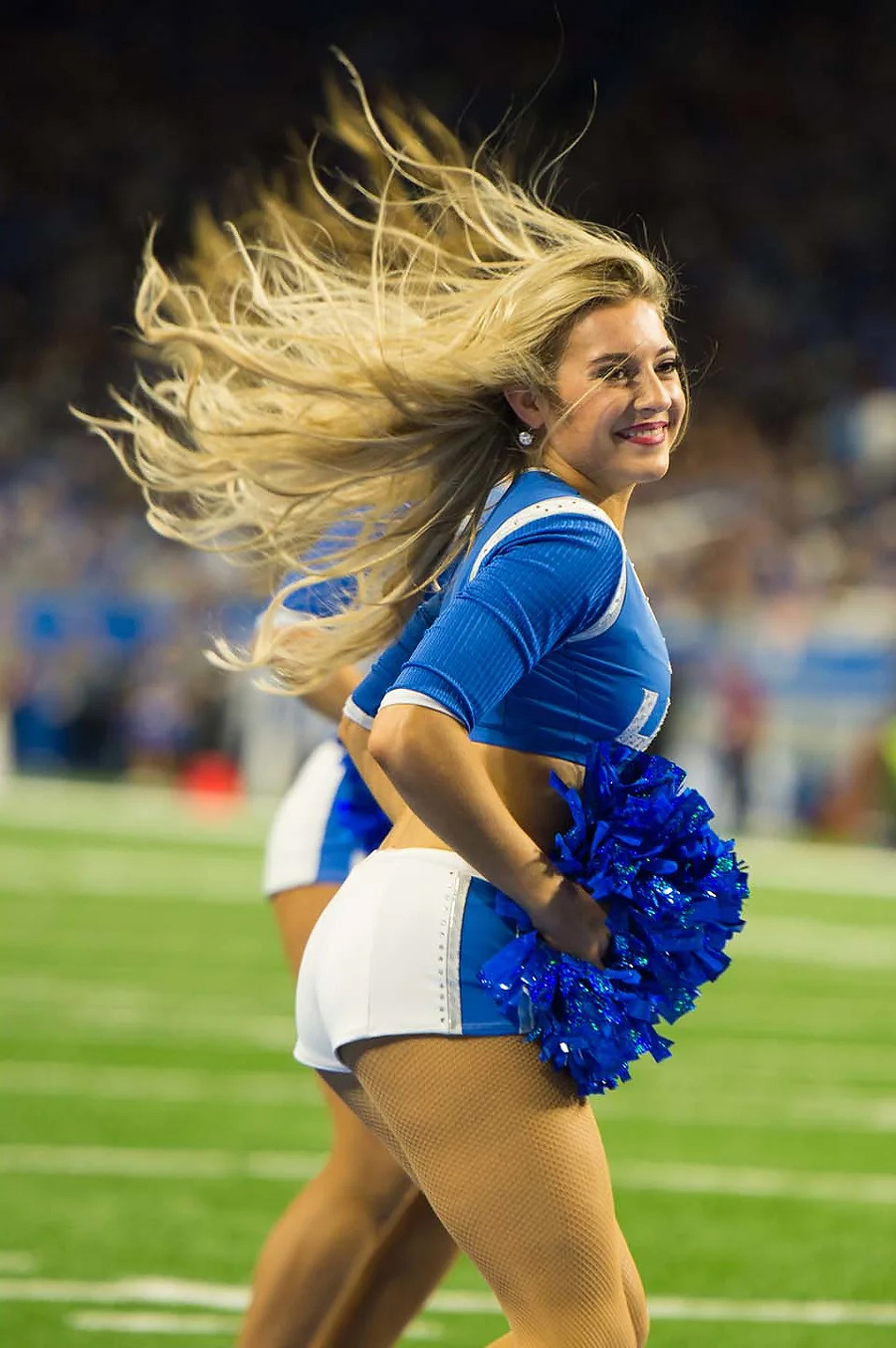 Detroit Lions cheerleaders performs during an NFL football game