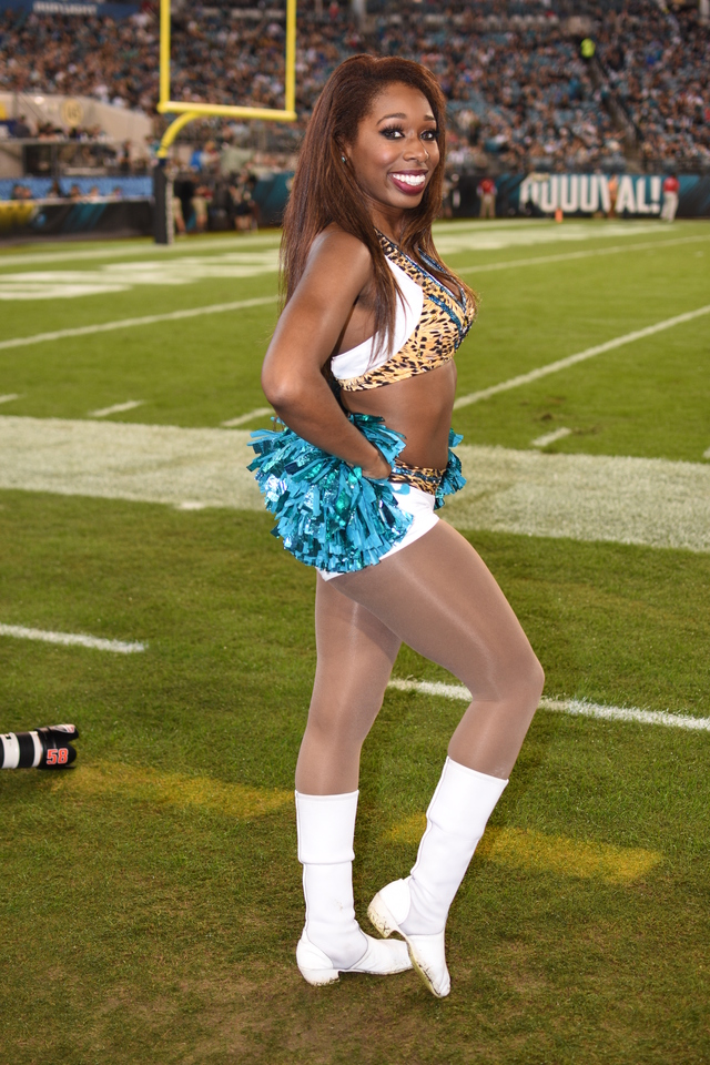 Florida Memory • Cheerleaders at the Jacksonville Jaguars inaugural game  against the Houston Oilers.